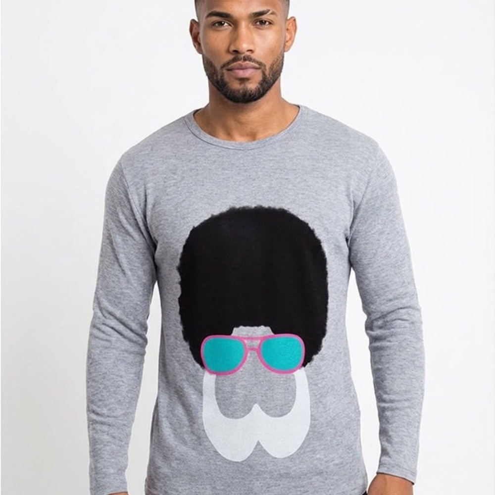Gray Graphic Long Sleeve Shirt- Brand New- thermal t-shirt - a hip shirt for men